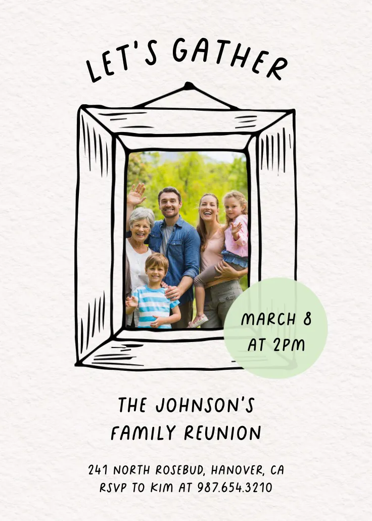 Hand drawn frame - aile buluşması davetiyesi